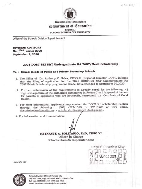 ra 7687|S&T Scholarships .